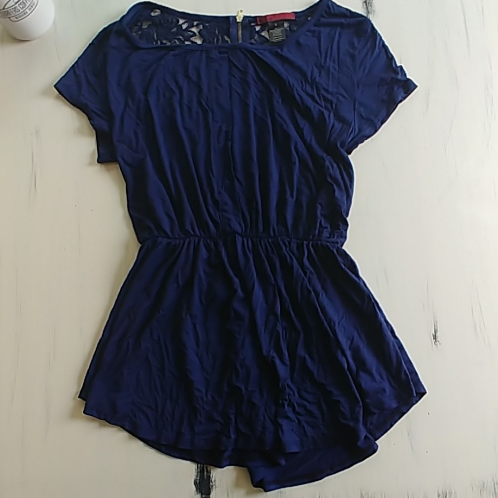 Navy Peplum Top